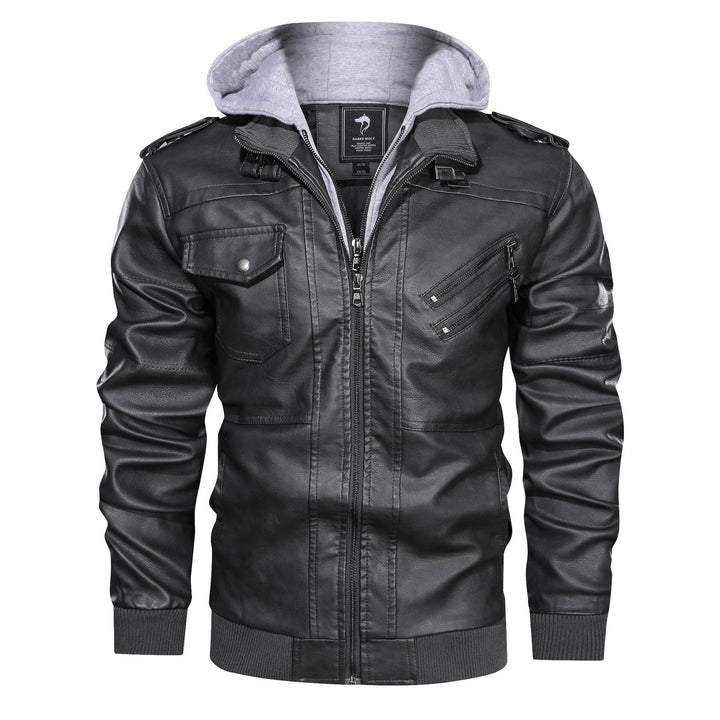 LEONARDO - Leather Jacket With Hoodie