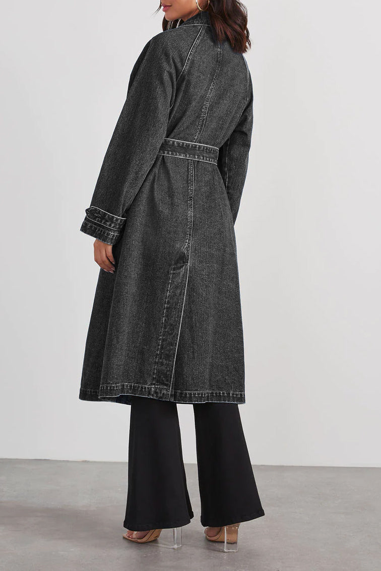 NEMU -  Women's Long Denim Trench Coat