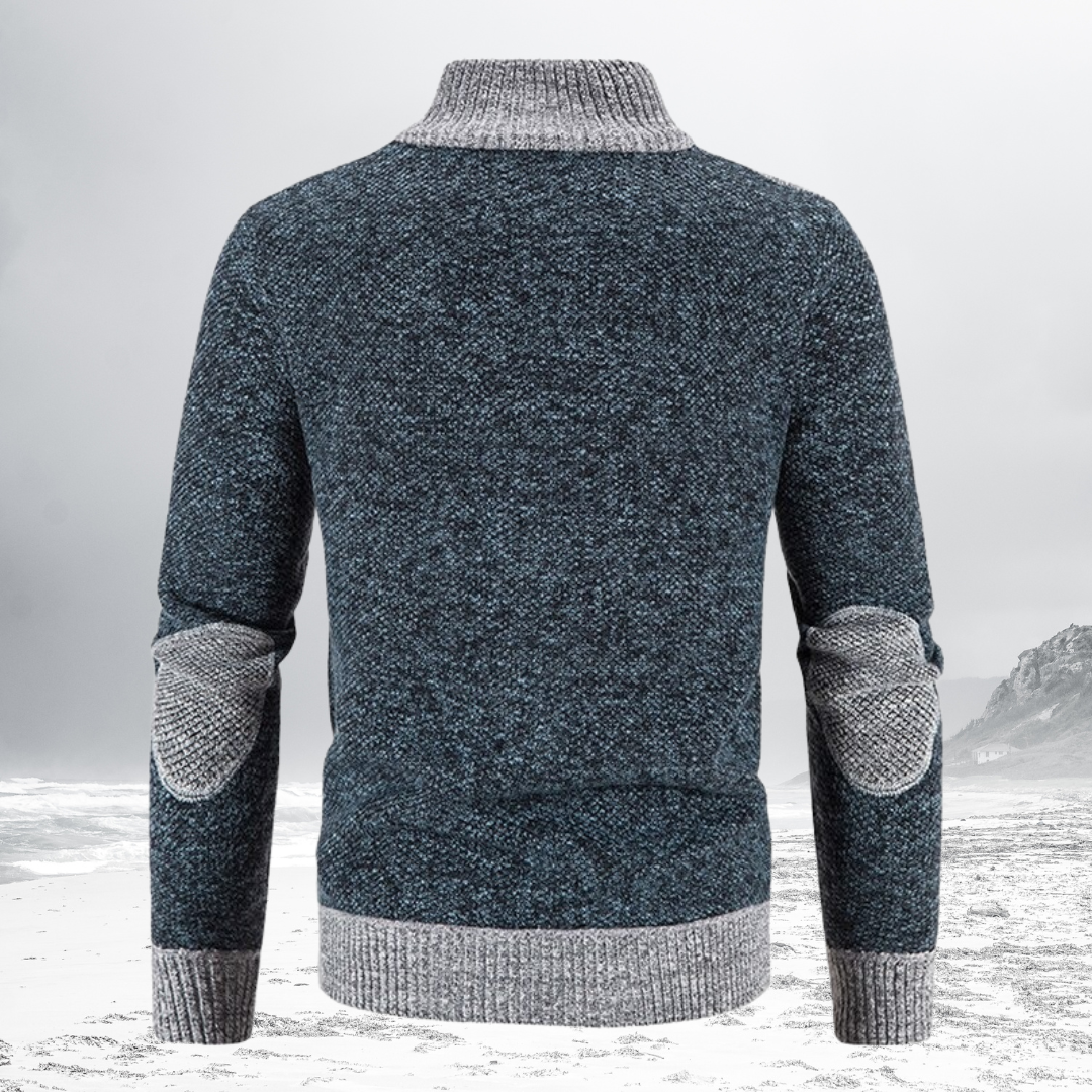 FINN - Wool Zip Sweater With Motif