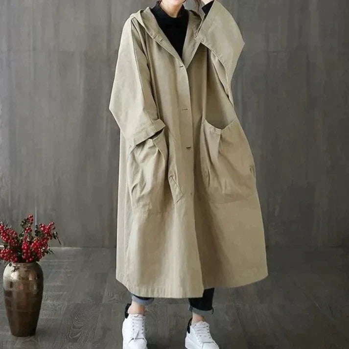 KAE - Windproof Oversized Trench Coat With Pockets