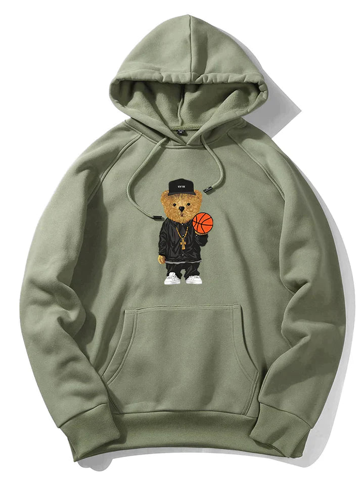 Basketball Bear Print Hoodie