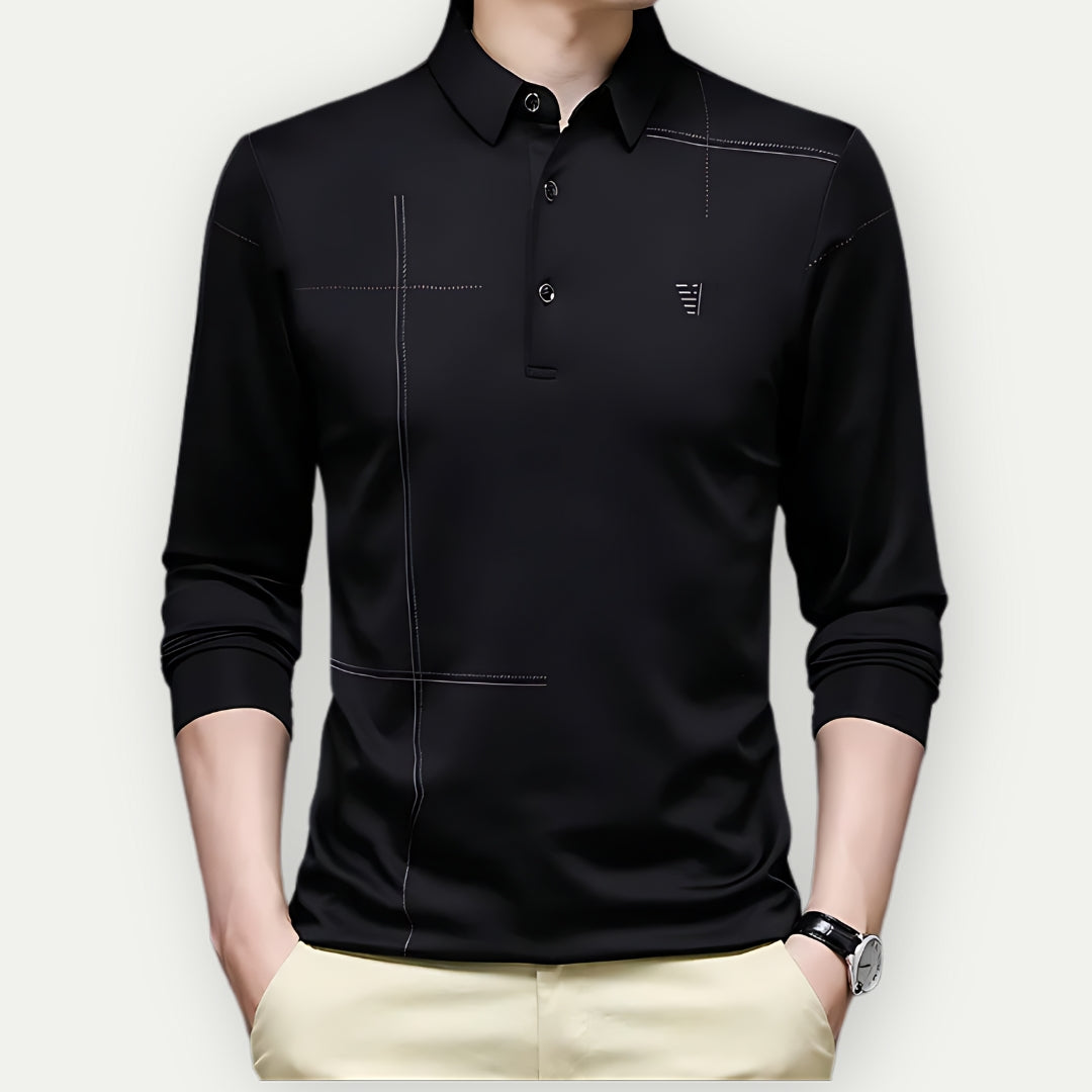 MADURO - Elegant Long Sleeve Polo Shirt