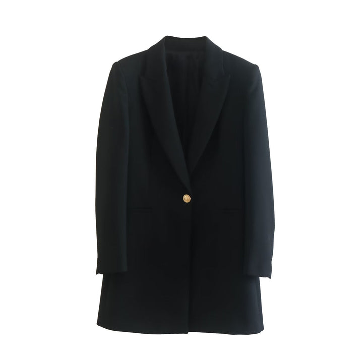 ANN - Long Ladies Blazer With Gold Button