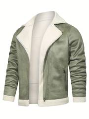 KARSTON - Bomber Jacket with Contrast Collar and Lining Sage Green