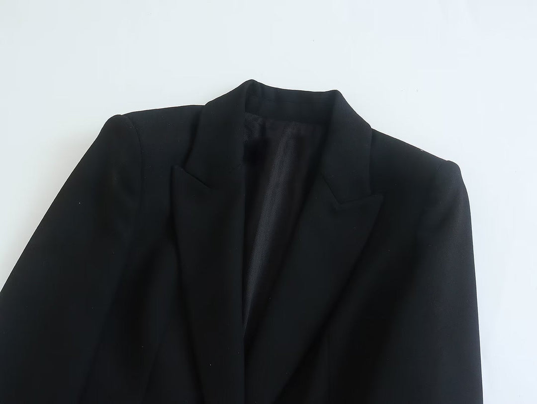 ANN - Long Ladies Blazer With Gold Button