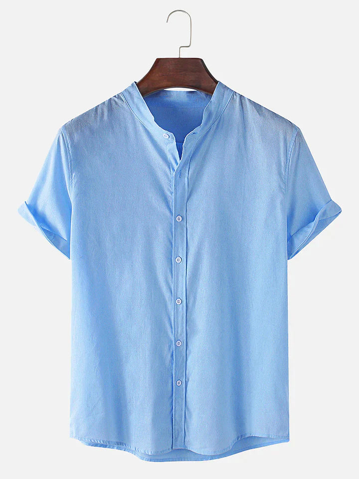 Linen Look Breathable Short Sleeve Basic Shirts