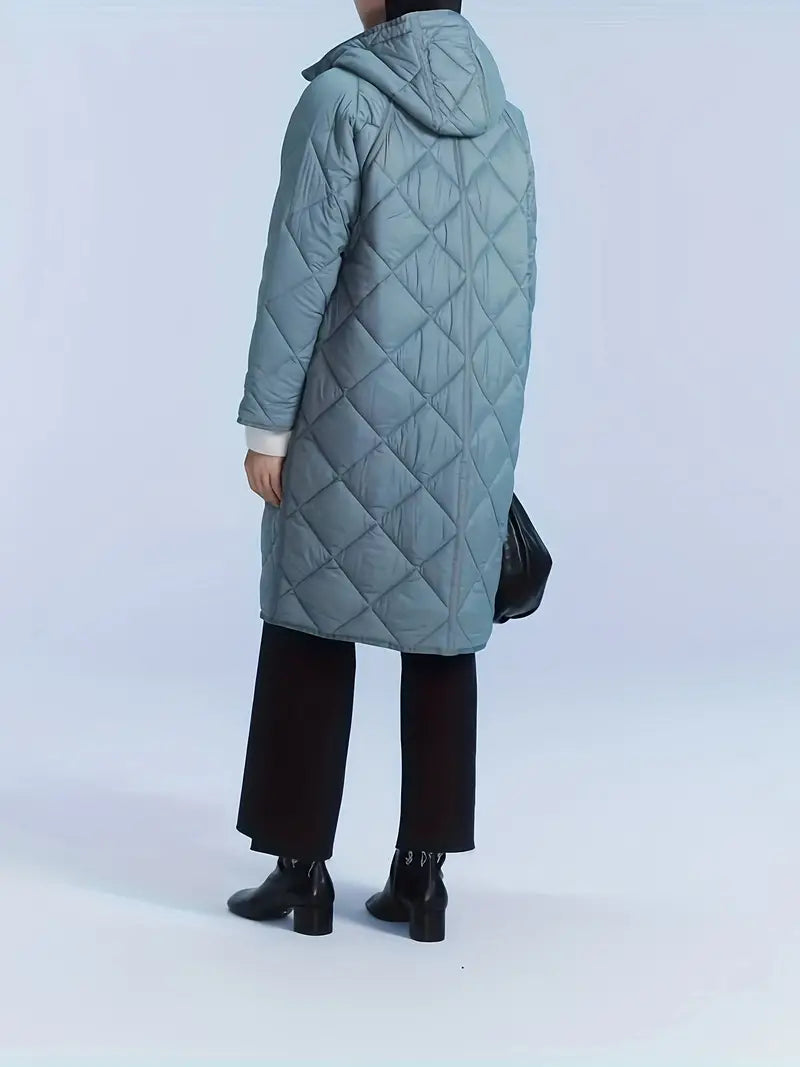 SUNY -  Light Blue Hooded Longline Puffer Coat