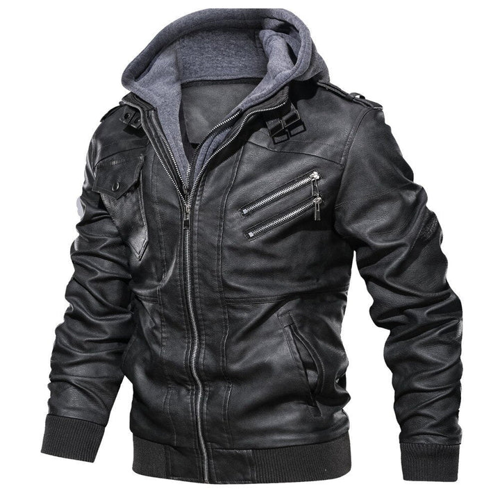 LEONARDO - Leather Jacket With Hoodie