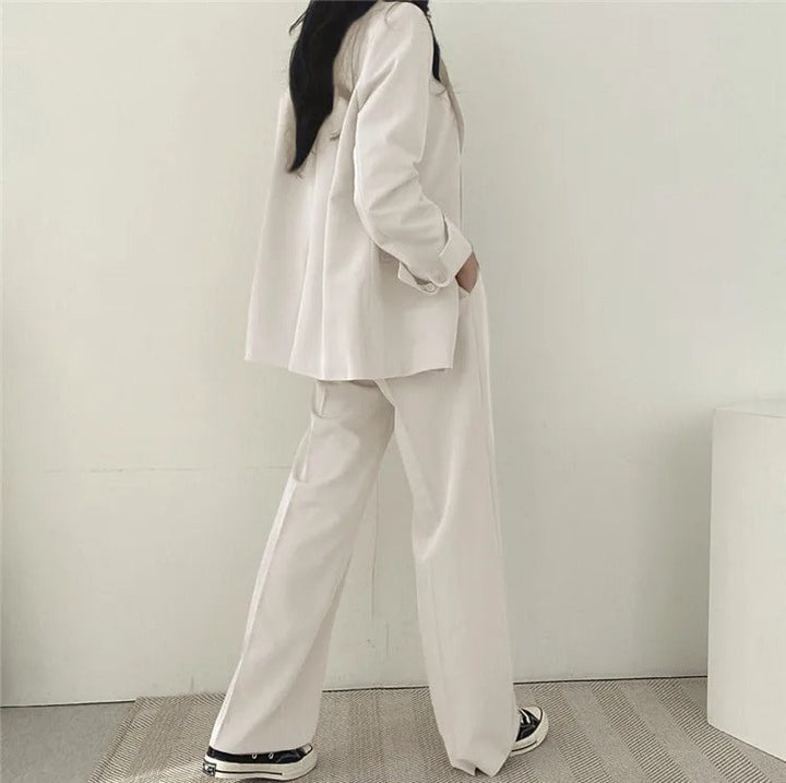 SYNDRA - Plain Blazer and Straight Fit Pants Set