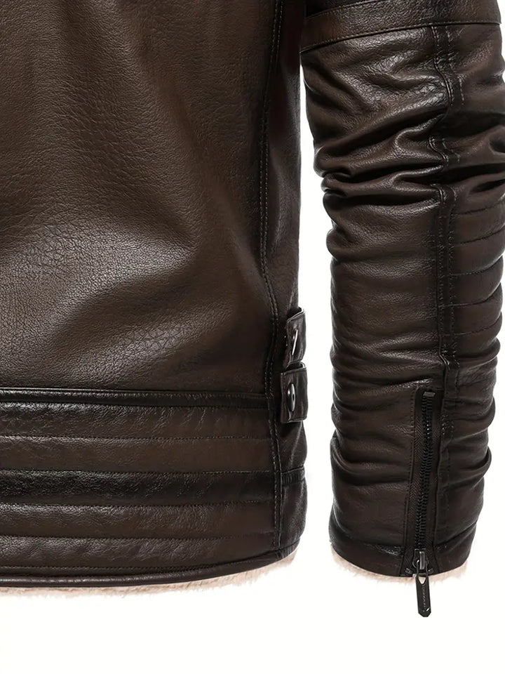 FREDDIES - Quilted Vegan Leather Jacket with Shearling Collar