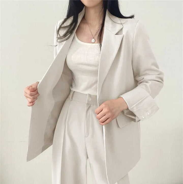 SYNDRA - Plain Blazer and Straight Fit Pants Set