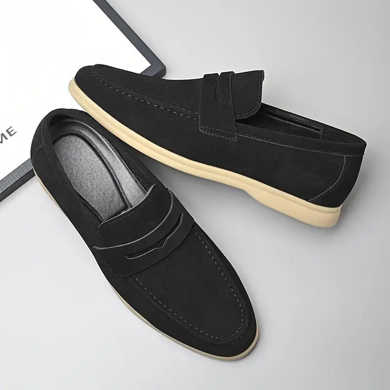 KINGSTON - Vegan Suede Strap Loafers with Modern Contrast Sole