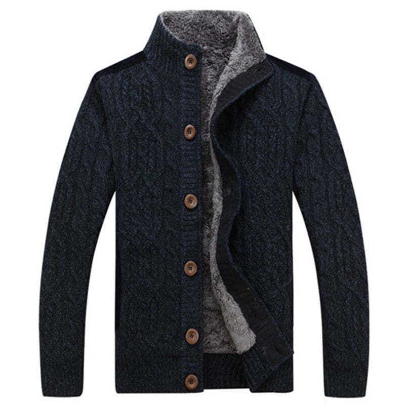 CARLO - Knitted Cable Cardigan With Plush Inner Lining