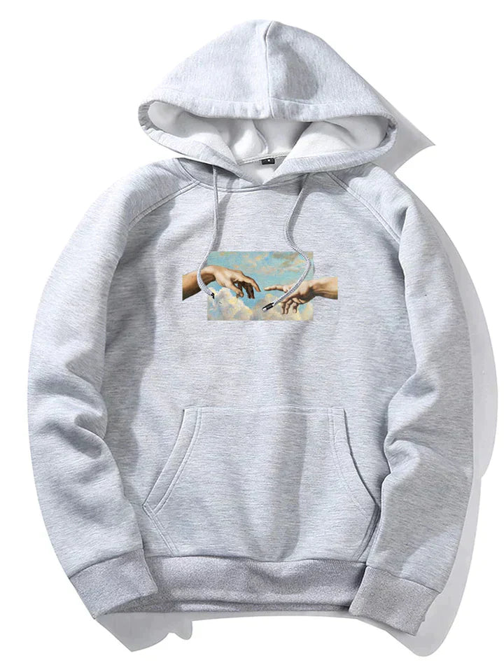 Creation Of Adam Print Hoodie