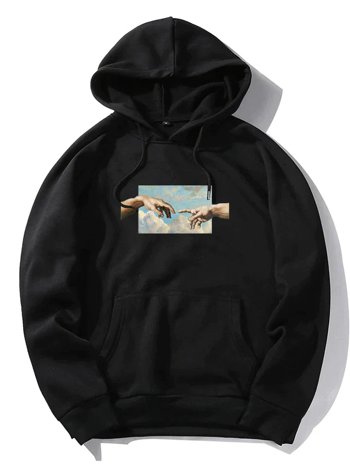 Creation Of Adam Print Hoodie