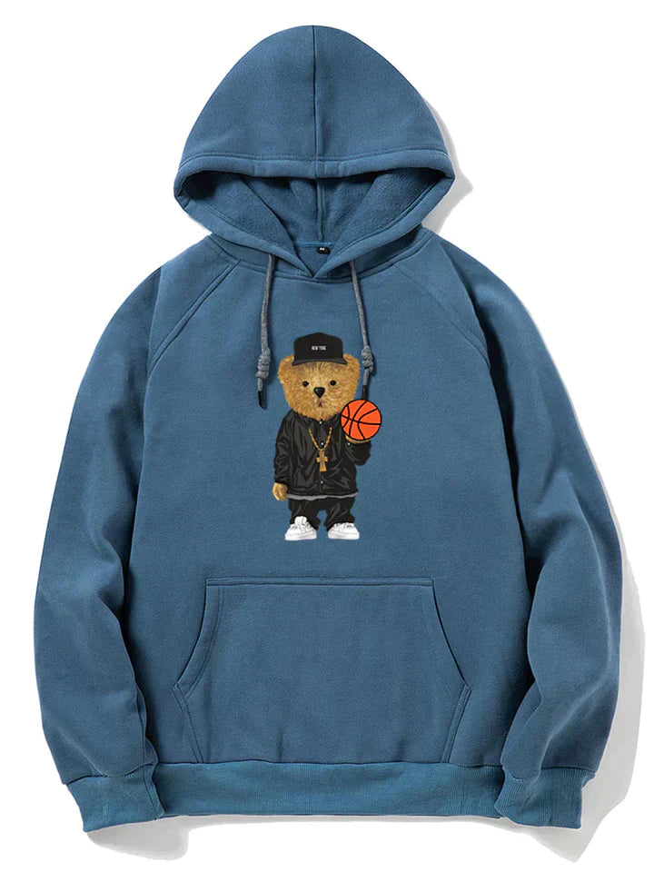 Basketball Bear Print Hoodie