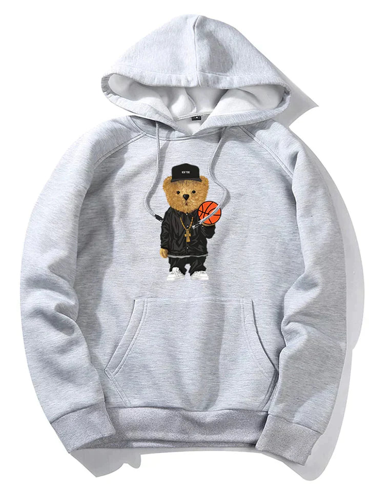 Basketball Bear Print Hoodie