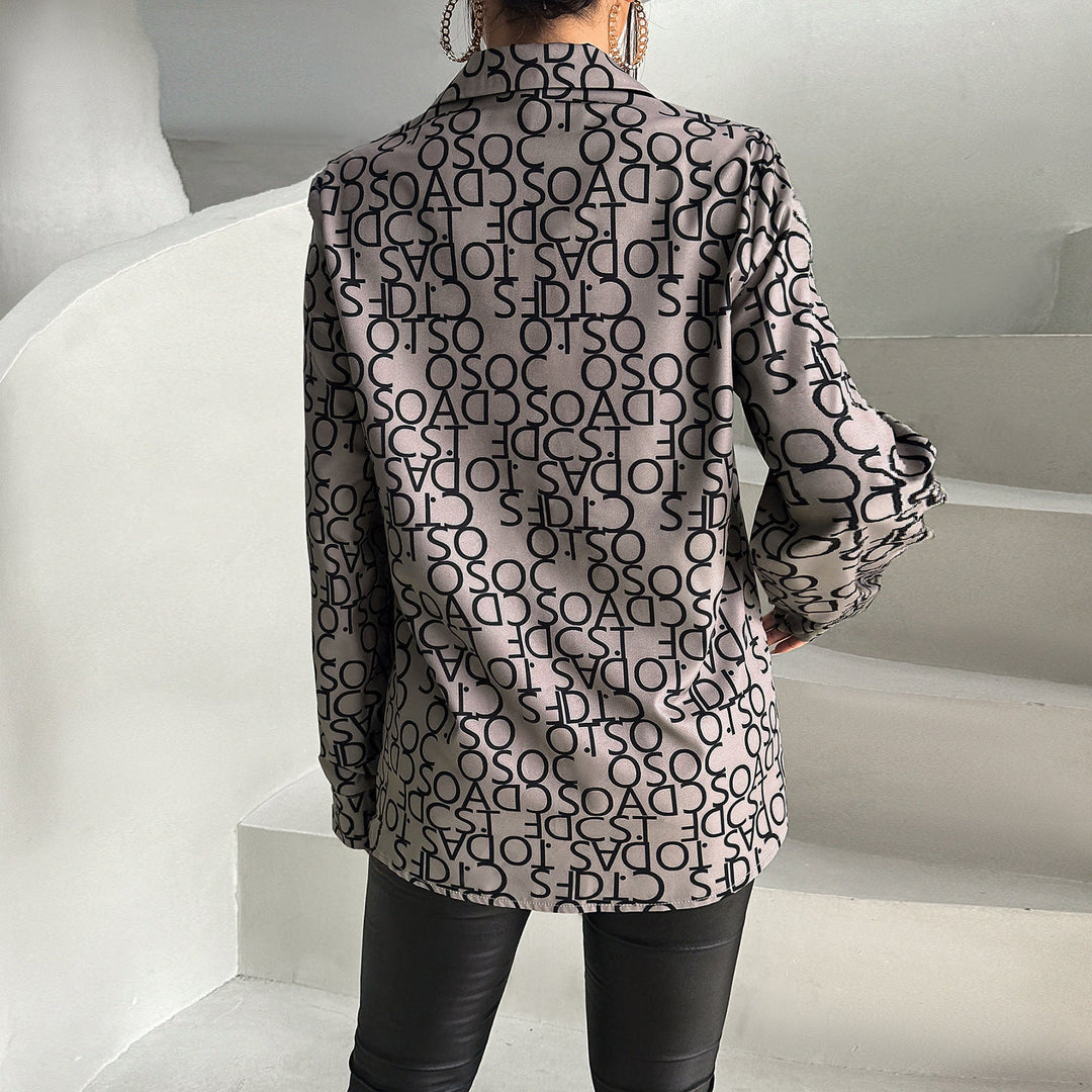 PUTRI - Monogram Print Button-Up Shirt