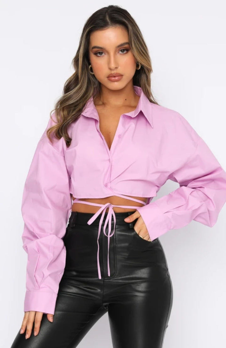 RAINI - Tie-Front Cropped Shirt