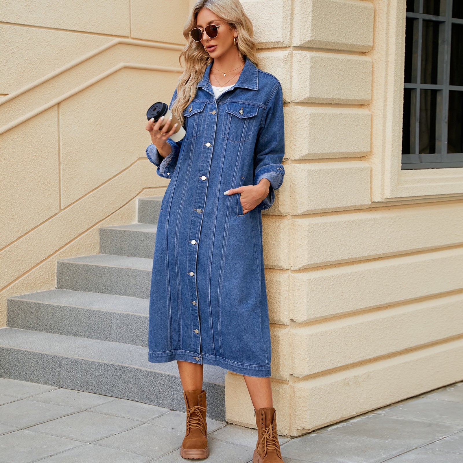 Denim duster vest best sale