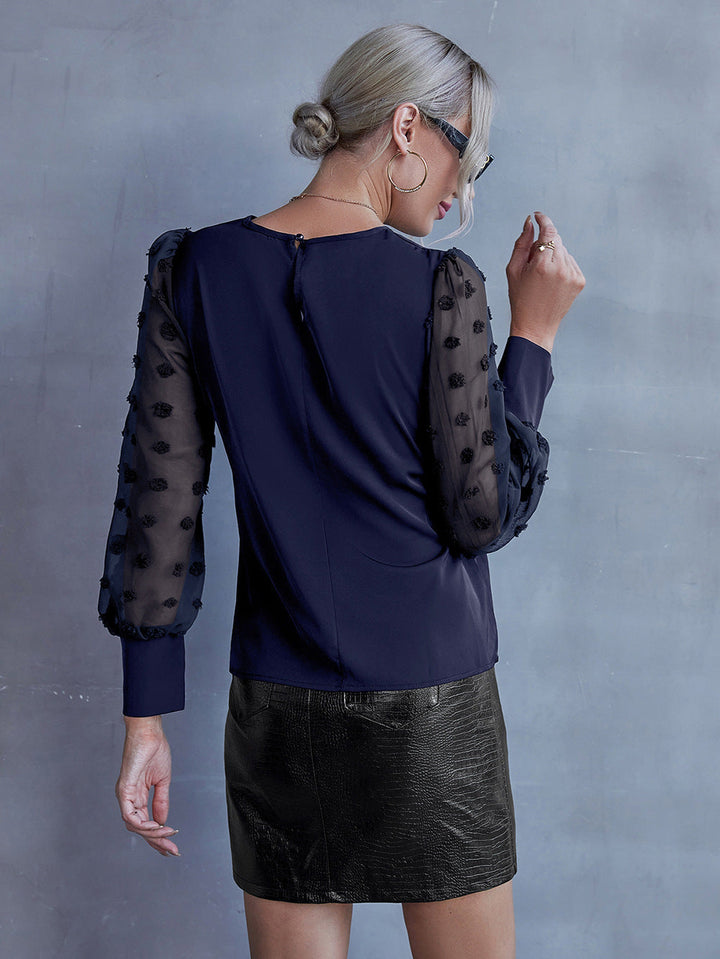 YARA - Lace Shirt With Texture And Polka Dots