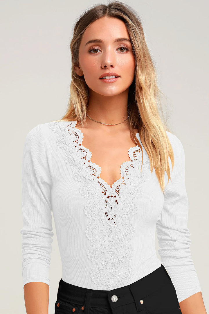 AOIFE - Long Sleeve V-Neck Bodysuit