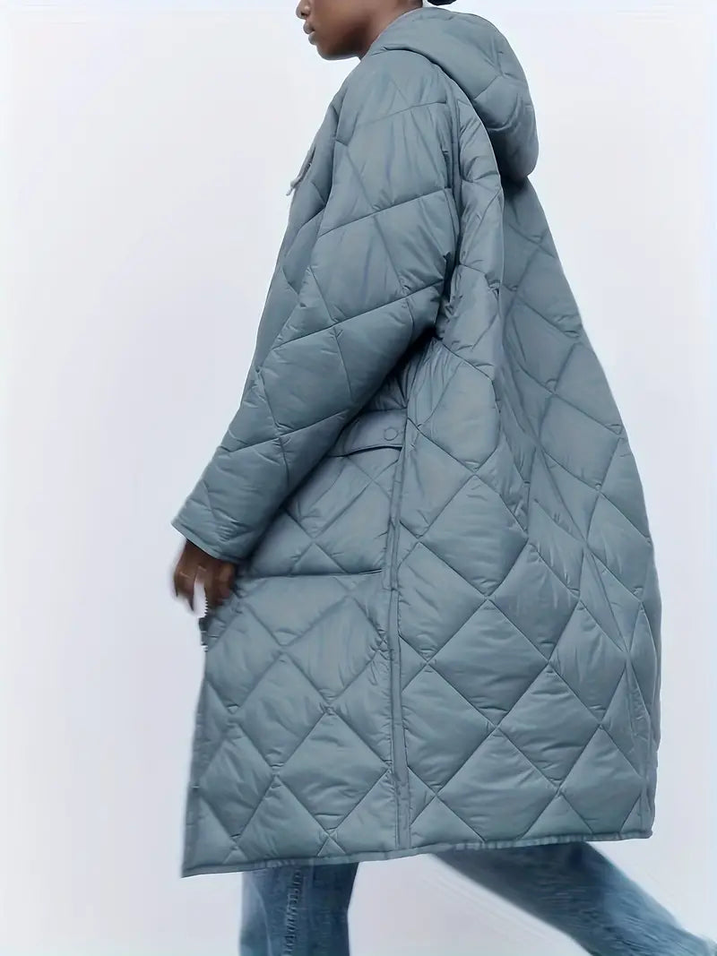 SUNY -  Light Blue Hooded Longline Puffer Coat