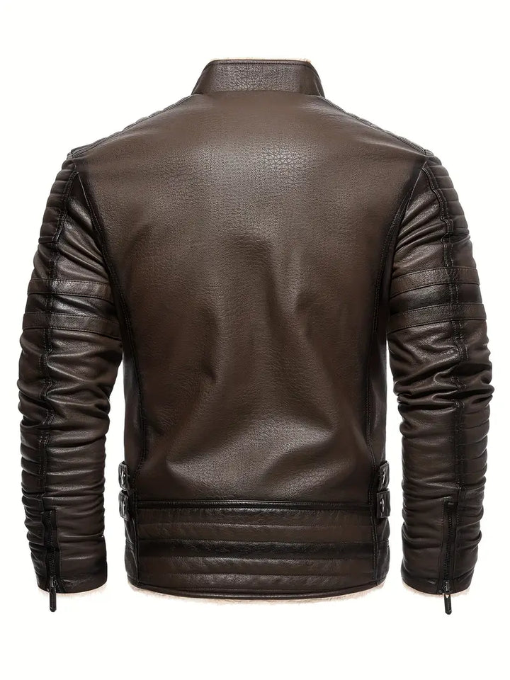 FREDDIES - Quilted Vegan Leather Jacket with Shearling Collar