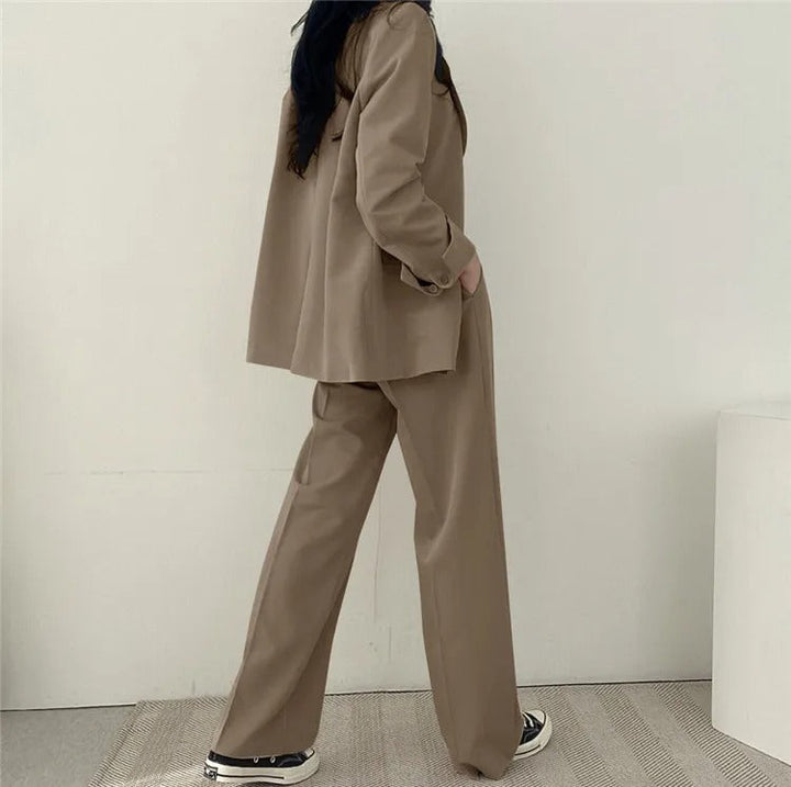 SYNDRA - Plain Blazer and Straight Fit Pants Set