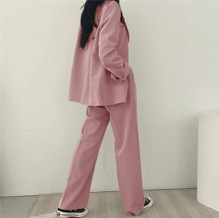 SYNDRA - Plain Blazer and Straight Fit Pants Set