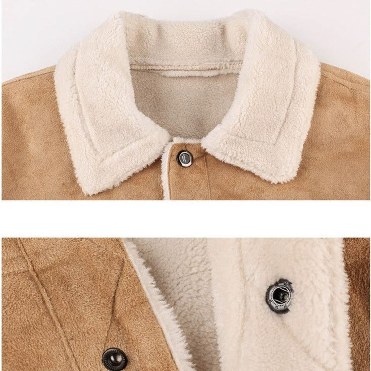 SPENCER - Suede Biker Jacket With Lambswool Lining