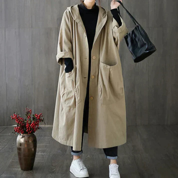 KAE - Windproof Oversized Trench Coat With Pockets