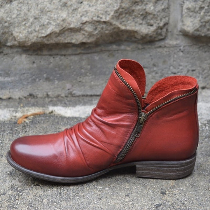 Vianne™ - Leather Boots with Zip Closure