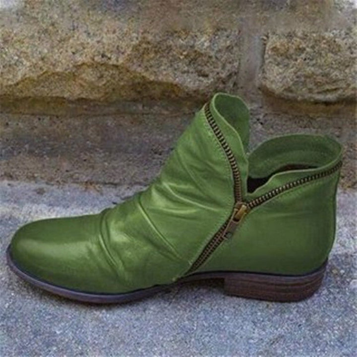 Vianne™ - Leather Boots with Zip Closure