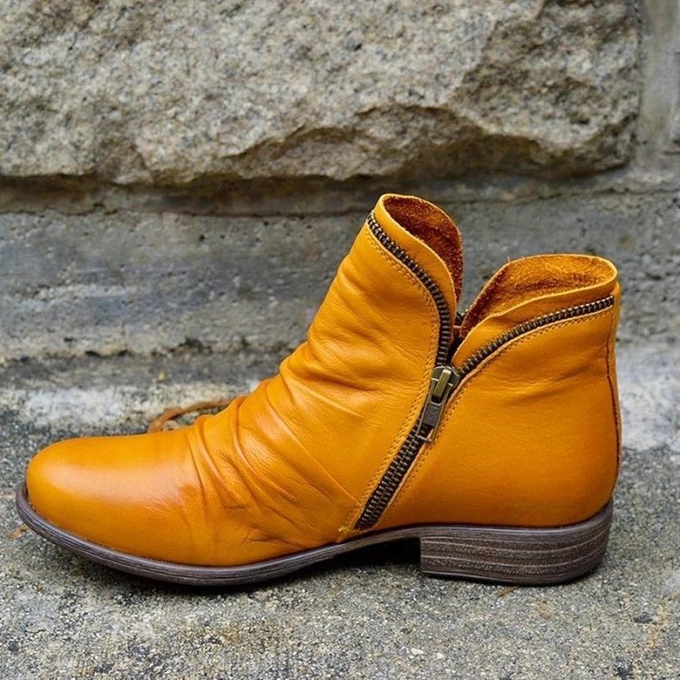 Vianne™ - Leather Boots with Zip Closure