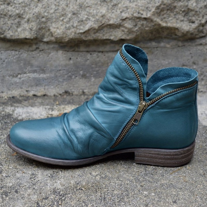 Vianne™ - Leather Boots with Zip Closure