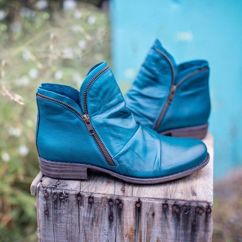 Vianne™ - Leather Boots with Zip Closure